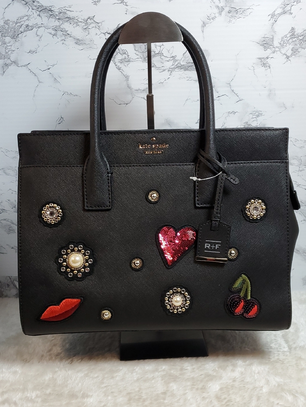 kate spade x Rodan+Fields Cameron Applique Saffiano Leather Satchel NWT